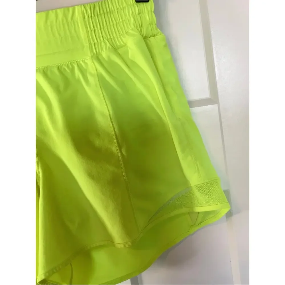 Lululemon Fluorescent Yellow Hotty Hot High Rise Shorts Size 6